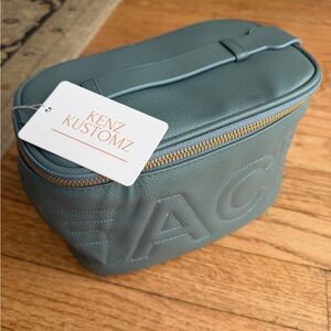 Teal Leather Top Handle Cosmetic Bag - new in bag!!